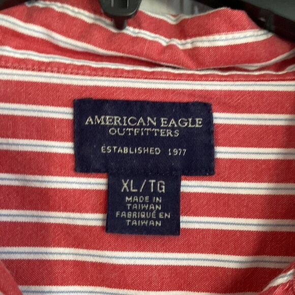 American Eagle red/wht/blue striped button down XL - Picture 3 of 7